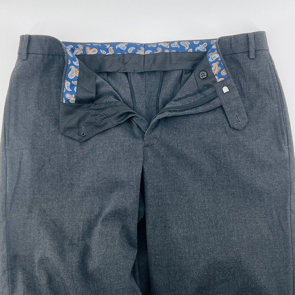 Lauren Ralph Lauren Dress Pants Mens 36x31 Gray Plaid Flat Front Wool Trousers - Picture 3 of 11